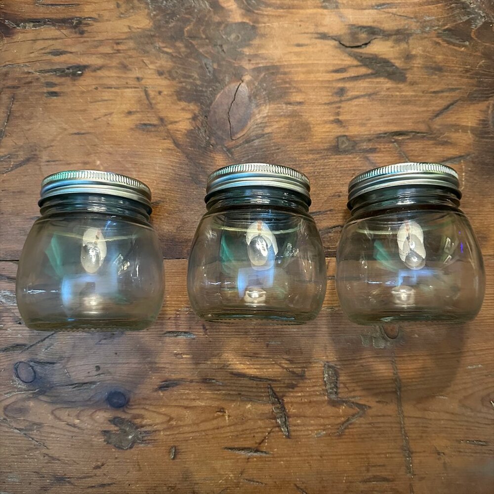 Three 12 oz Mason Glass Jars with Lids